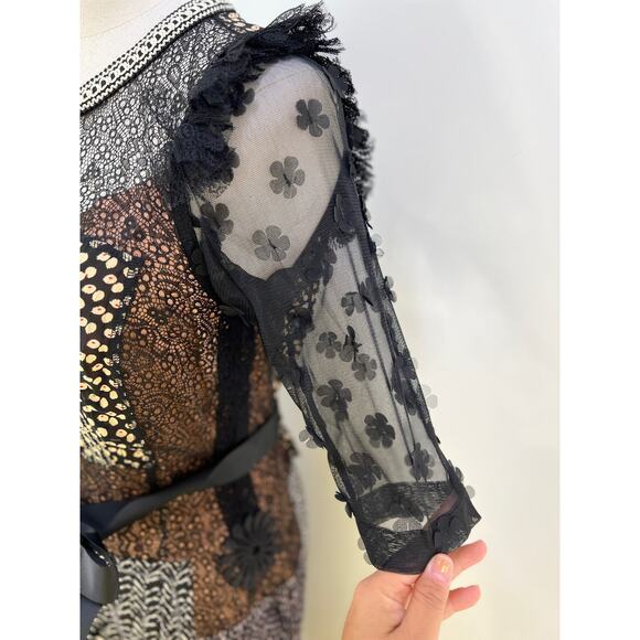 Anthropologie Beguile by Byron Lars Allusione Dress Black Lace Insert Sheath 6p - Picture 5 of 15